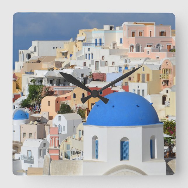Cuadrado Reloj mural de Santorini (Anverso)