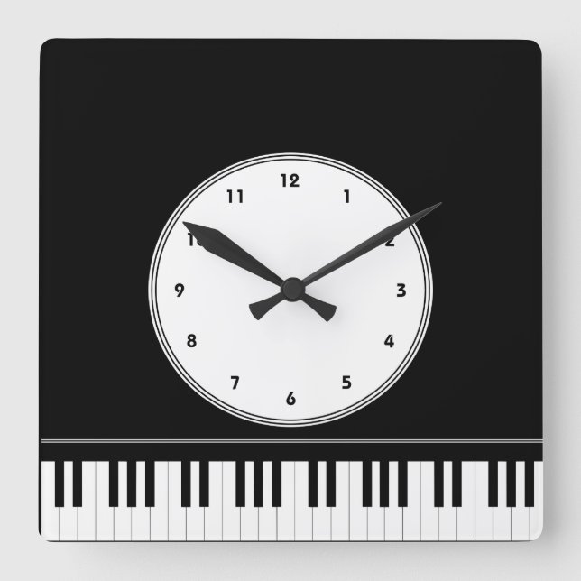 Cuadrado Reloj musical del teclado del piano (Anverso)