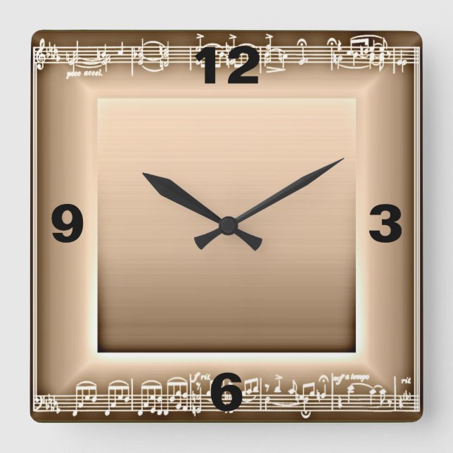 Cuadrado Reloj musical elegante (Anverso)