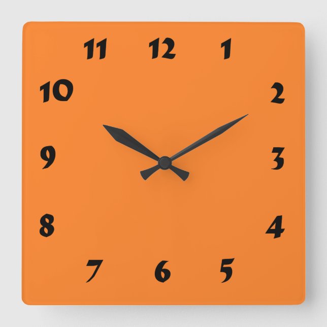 Cuadrado Reloj Naranja numerado modificable (Anverso)