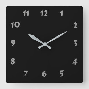 Cuadrado Reloj negro numerado cambiable
