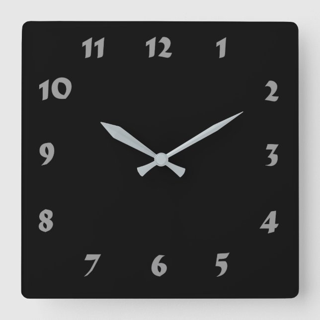 Cuadrado Reloj negro numerado cambiable (Anverso)
