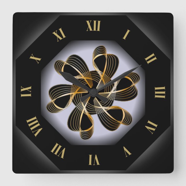 Cuadrado Reloj ~ Negro y oro ~ Agujero negro ~ ~ (Anverso)