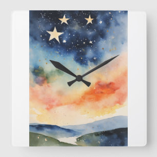 Cuadrado Reloj nocturno estrellado Reloj Celestial Estrella
