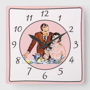Cuadrado Reloj nostálgico de cocina retro
