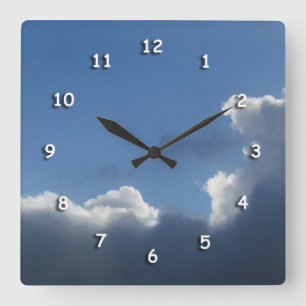 Cuadrado Reloj - Nubes con revestimiento plateado