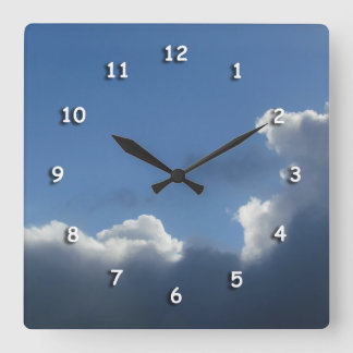 Cuadrado Reloj - Nubes con revestimiento plateado