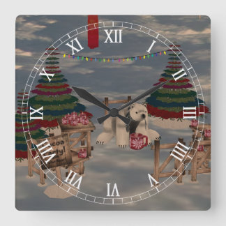 Cuadrado Reloj numérico romano del oso polar