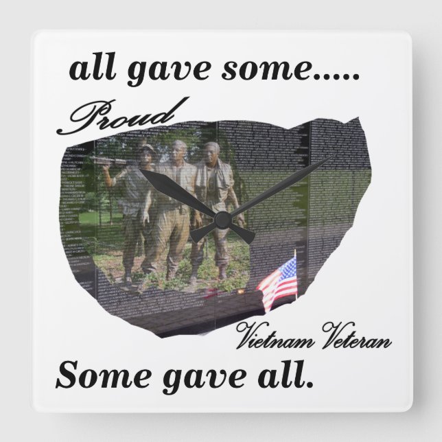 Cuadrado Reloj orgulloso del veterano de Vietnam (Anverso)