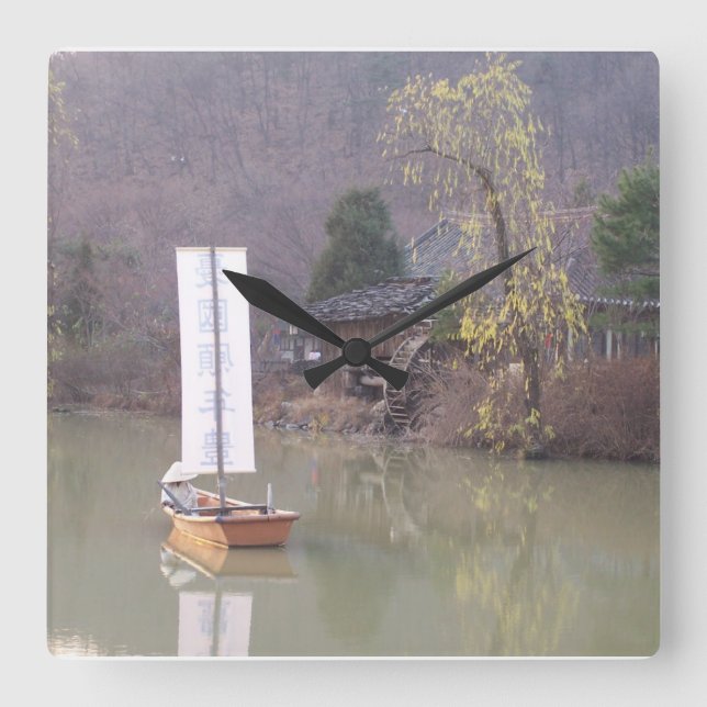 Cuadrado Reloj paisajístico coreano (Anverso)