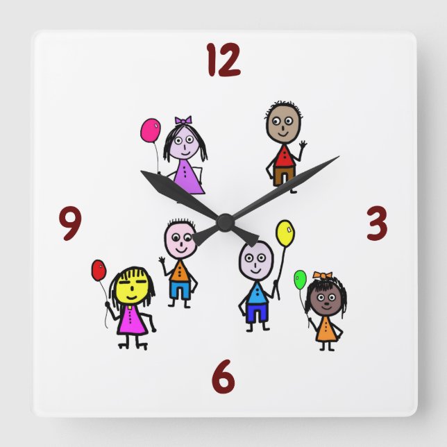 Cuadrado Reloj para niños del mundo (Anverso)