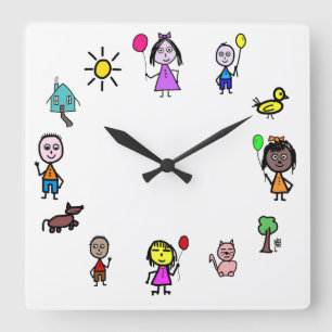 Cuadrado Reloj para niños del mundo