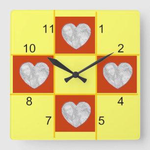 Cuadrado Reloj - Parche (corazón rojo)