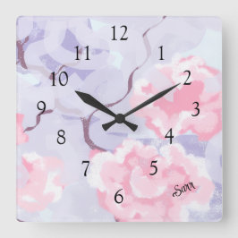 Cuadrado Reloj : Pedales de rosas helados .