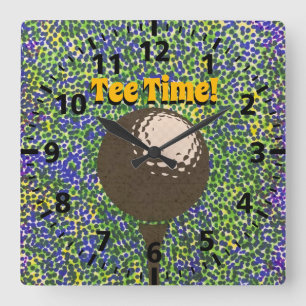 Cuadrado Reloj - Pelota de golf en Tee