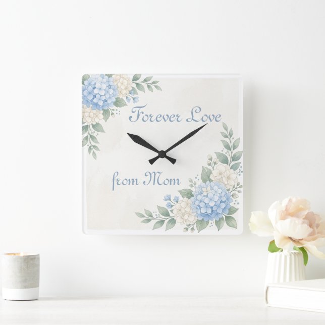 Cuadrado Reloj personalizado Corona floral (Hogar)