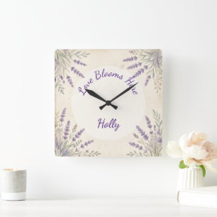 Cuadrado Reloj personalizado de acuarela vintage de flores 