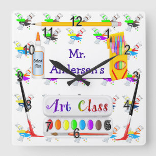 Cuadrado Reloj personalizado de la clase de arte de los