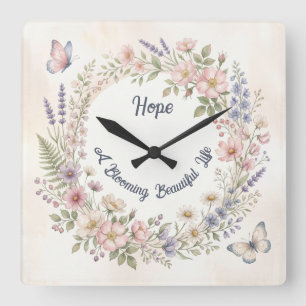 Cuadrado Reloj personalizado floral de Cottagecore soñador