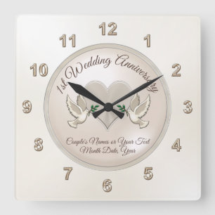 Cuadrado Reloj personalizado pájaros del aniversario del
