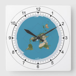 Cuadrado Reloj plano del disco del mapa de la tierra