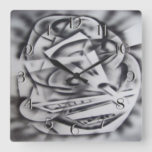 Cuadrado Reloj posterior de la ciudad en descanso blanco y