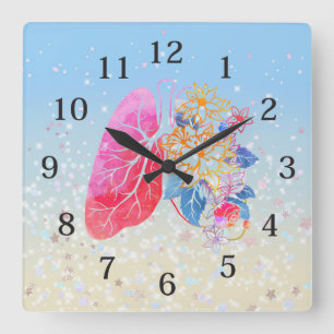Cuadrado Reloj pulmonar floral para la unidad respiratoria 