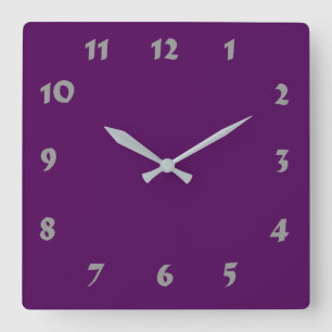 Cuadrado Reloj púrpura oscuro con numeración cambiable