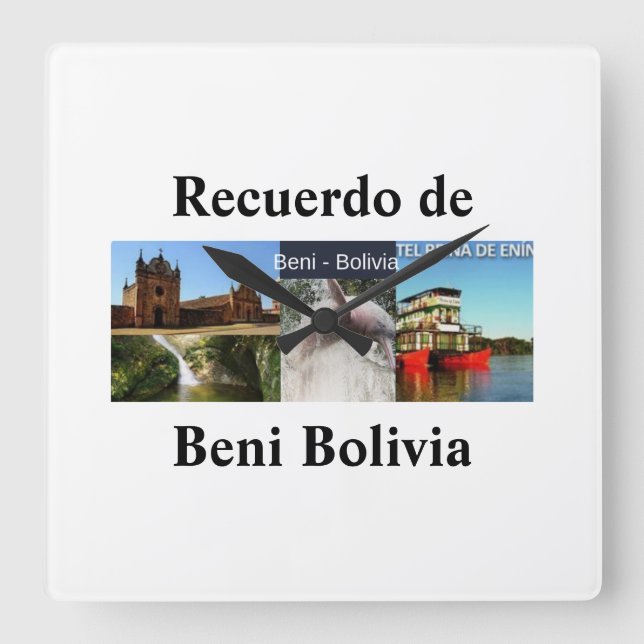 Cuadrado Reloj recuerdo de Beni Bolivia (Anverso)