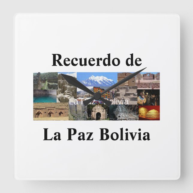 Cuadrado Reloj  recuerdo de La Paz Bolivia (Anverso)