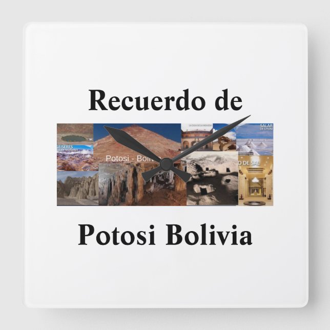 Cuadrado Reloj recuerdo de Potosi Bolivia (Anverso)