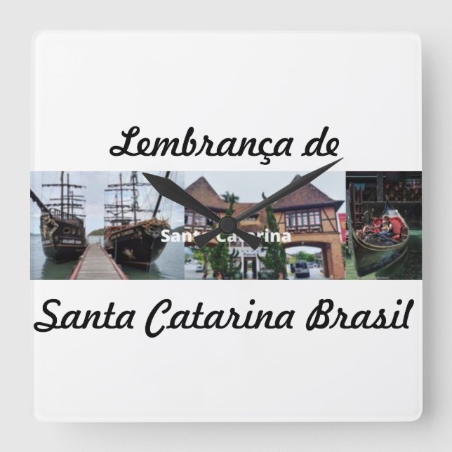 Cuadrado Reloj recuerdo de Santa Catarina Brasil (Anverso)