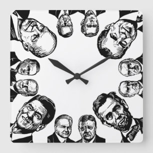 Cuadrado Reloj republicano de los presidentes pared
