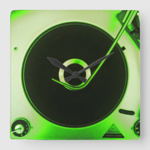 Cuadrado Reloj retro del jugador de disco de vinilo del