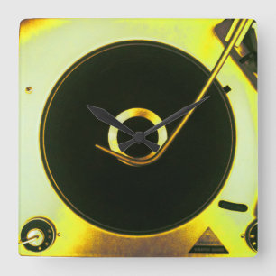 Cuadrado Reloj retro del jugador de disco de vinilo del