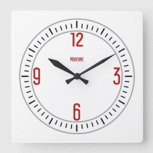 Cuadrado Reloj Rojo Euro Moderno 1