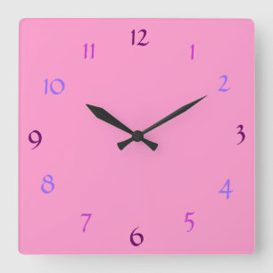 Cuadrado Reloj rosa moderno de pared