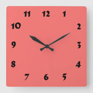 Cuadrado Reloj rosa Salmón Numerado Cambiable