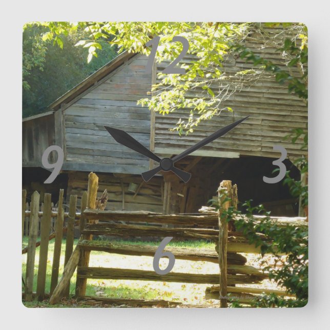 Cuadrado Reloj rústico del granero (Anverso)