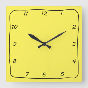 Cuadrado Reloj simple negro y amarillo