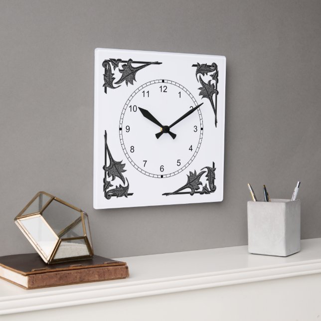 Cuadrado Reloj - Soportes de esquina de hojas (Oficina)