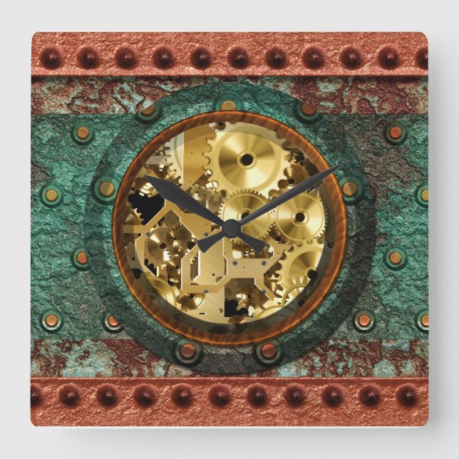 Cuadrado Reloj Steampunk 1B (Anverso)