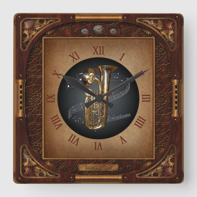 Cuadrado Reloj Steampunk~Doble teléfono~Euphonium Doble Cam (Anverso)