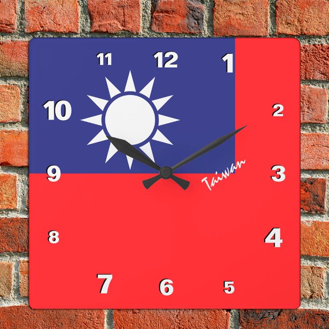 Cuadrado Reloj taiwanés, hogar patriótico, bandera taiwanes (Subido por el creador)