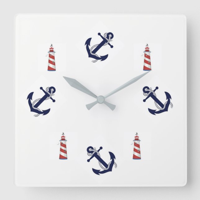 Cuadrado Reloj temático náutico (Anverso)