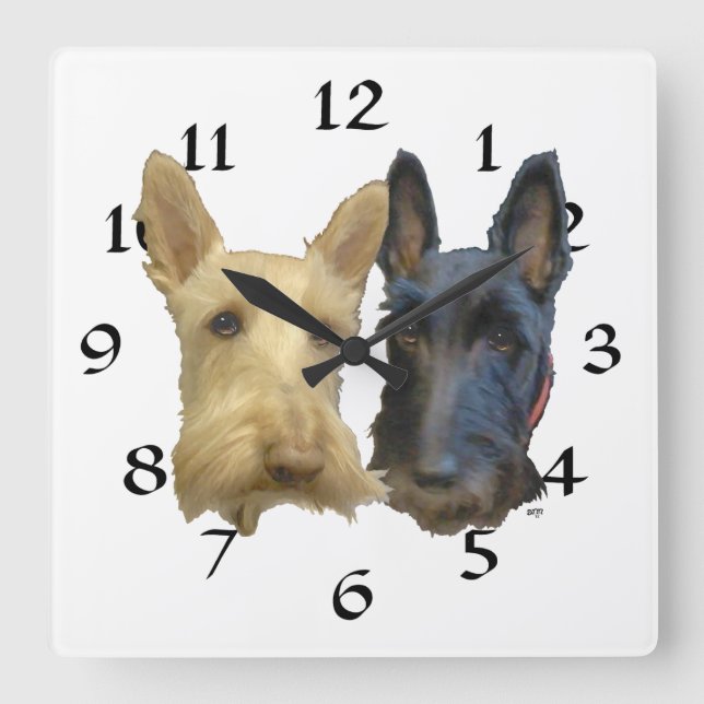 Cuadrado Reloj Terrier de Escocia (Anverso)