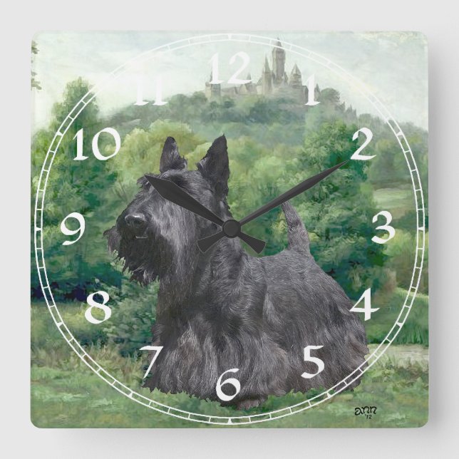 Cuadrado Reloj Terrier escocés (Anverso)