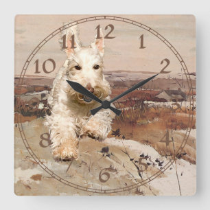 Cuadrado Reloj Terrier Escocés Wheaten
