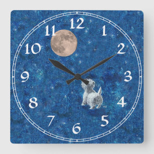 Cuadrado Reloj Terrier West Highland Blanco