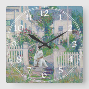 Cuadrado Reloj Terrier West Highland Blanco